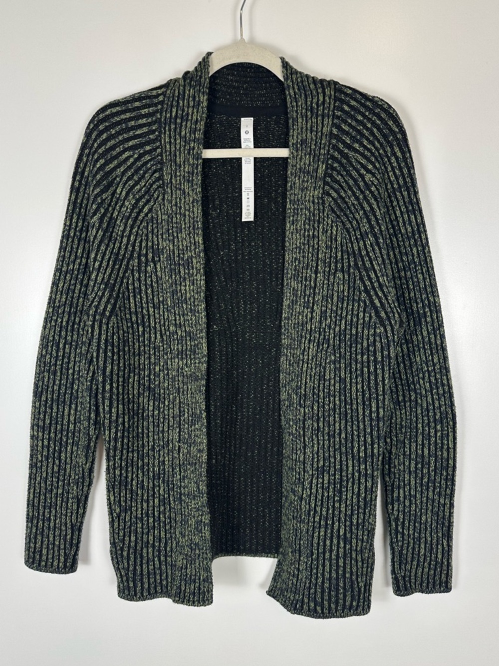 Lululemon Cotton Cashmere Blend Sweater Wrap in Green Foliage True Navy Black